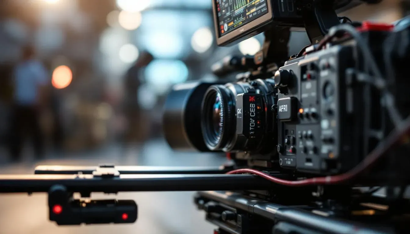 Cinema camera on a slider rig - film production in Austria